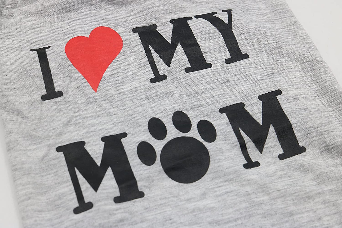 Dog Clothes Puppy Shirts I Love My Mom Dog T Shirt for Small Dogs, Small, Grey